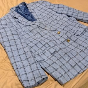 Stafford size 50r blue plaid suit coat